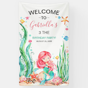 Banderoles Mignonne sirène d'aquarelle sous l'interdiction d'