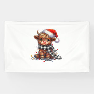 Banderoles Mignons feux de Noël Vache Highland Funny Noël