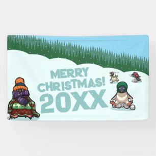 Banderoles Mignons manchots ajoutent une année joyeux Noël ! 