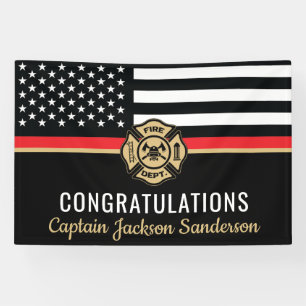 Banderoles Mince Red Line Flag Félicitations Pompiers Retrait