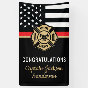 Banderoles Mince Red Line Flag Félicitations Pompiers Retrait