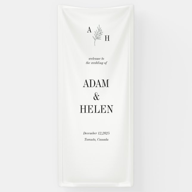 Banderoles Minimalist Black and White Wedding Welcome (Vertical)