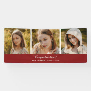 Banderoles Minimaliste 3-Photo Fête de Remise des Diplômes Ro