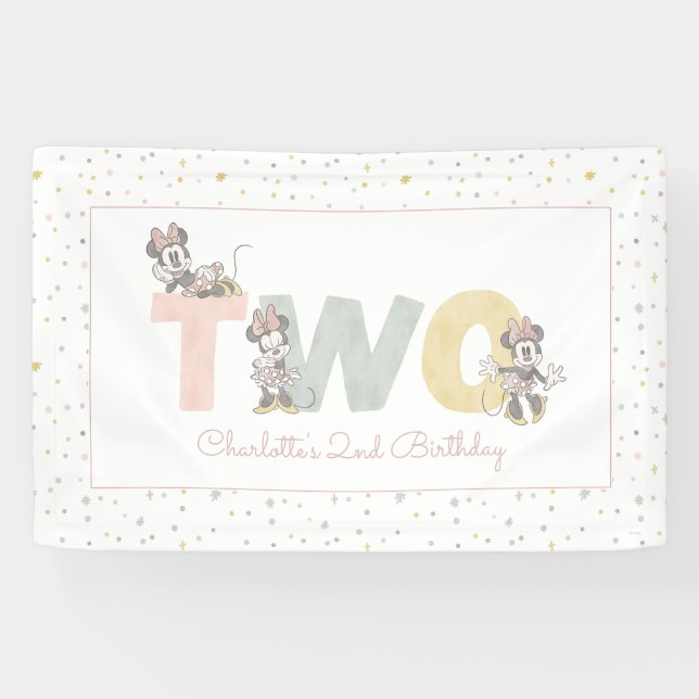 Banderoles Minnie Mouse aquarelle 2e anniversaire (Horizontal)