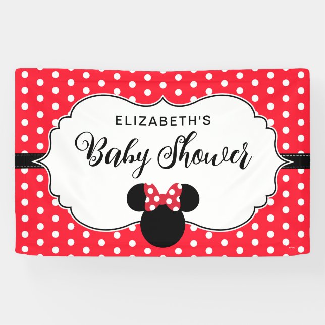 Banderoles Minnie Mouse | Baby shower à points polka rouge et (Horizontal)