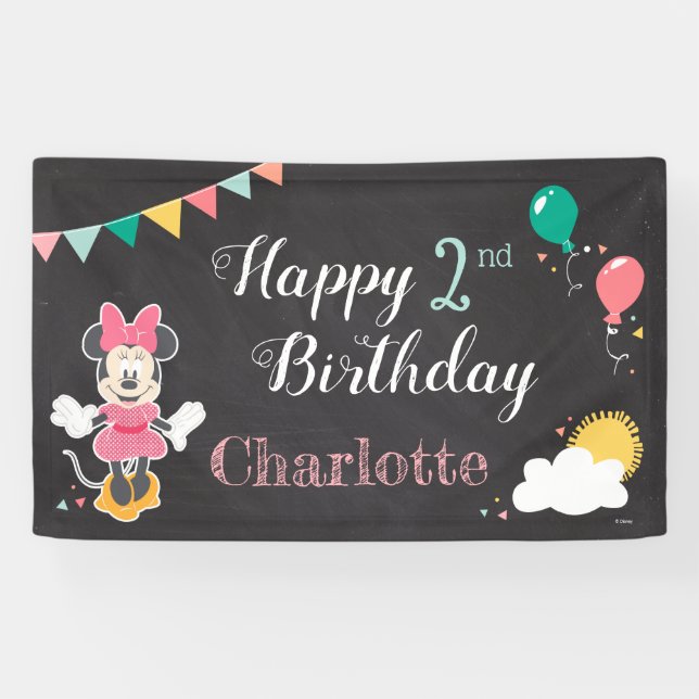 Banderoles Minnie Mouse Chalkboard Anniversaire (Horizontal)