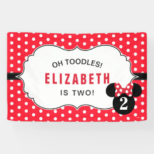 Banderoles Minnie   Polka rouge et blanc point d'anniversaire