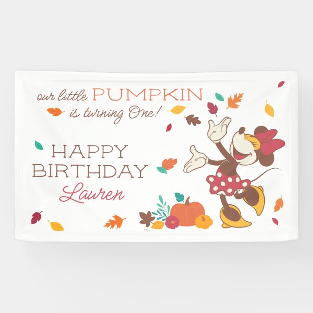 Banderoles Minnie Souris automne récolte premier anniversaire (Horizontal)