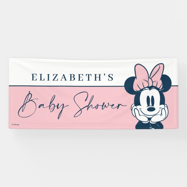 Banderoles Minnie Souris rose et Baby shower bleu (Horizontal)