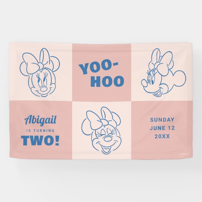 Banderoles Minnie Souris rose | Filles Anniversaire (Horizontal)