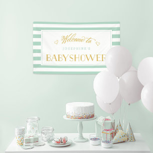 Banderoles Mint Green Strips avec Gold Maman pour être Baby