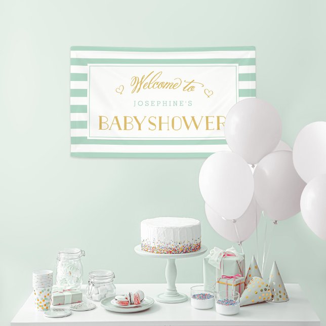 Banderoles Mint Green Strips avec Gold Maman pour être | Baby (Créateur téléchargé)
