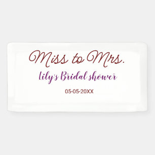 Banderoles Mlle à Mme douche nuptiale ajouter nom date année 