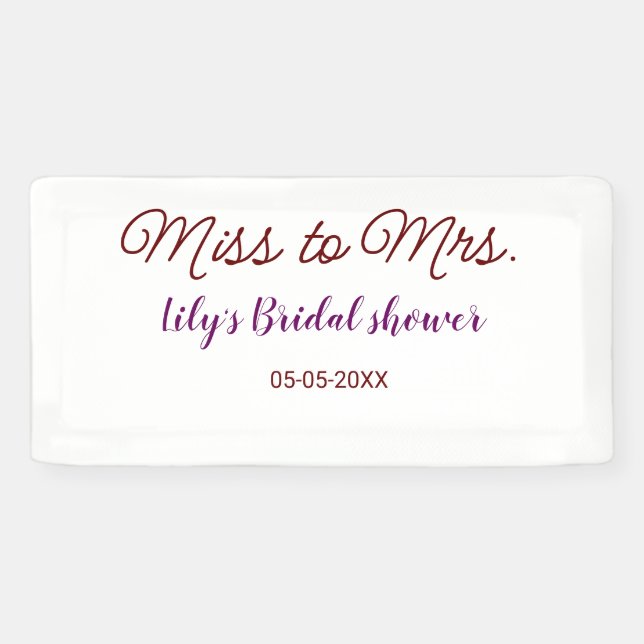 Banderoles Mlle à Mme douche nuptiale ajouter nom date année  (Horizontal)