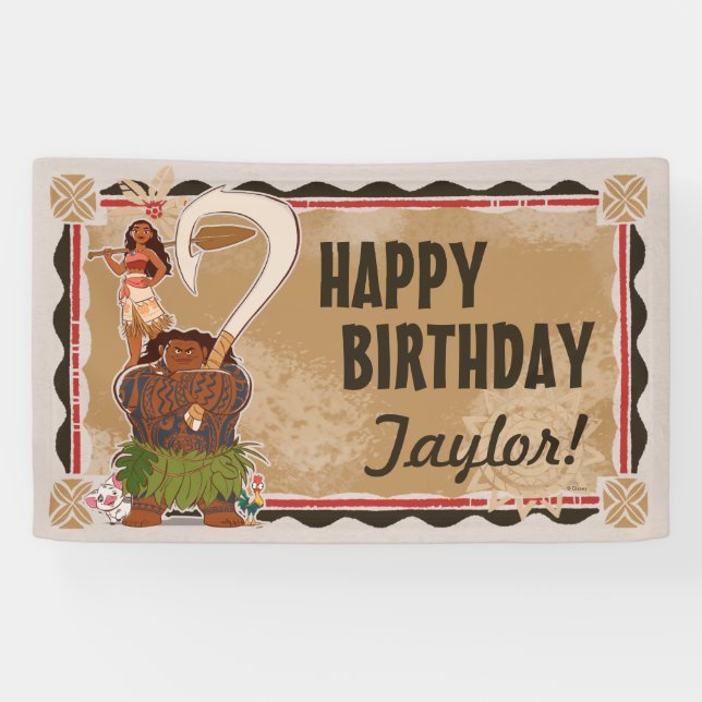 Banderoles Moana | Anniversaire tribal (Horizontal)
