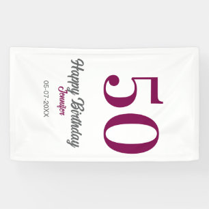 Banderoles modèle mauve pour 50e anniversaire nom date année