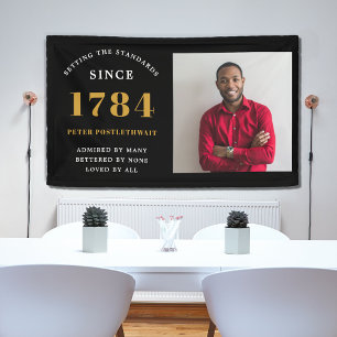 Banderoles Modèle photo fête d'anniversaire Noir Or chaque an