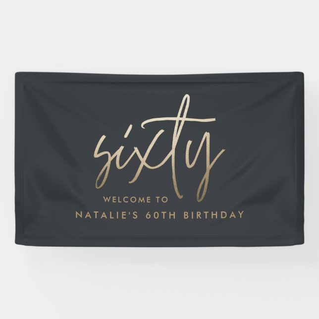 Banderoles Modern 60th birthday simple stylish elegant script (Horizontal)