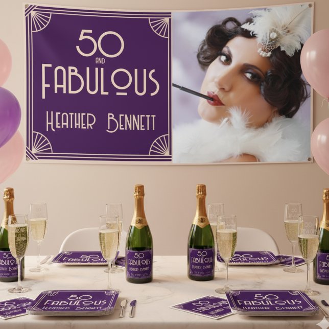 Banderoles Modern Art Deco 50 and Fabulous Birthday (Créateur téléchargé)