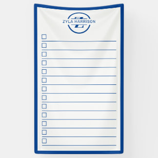 Banderoles Modern Blue Monogram Name To Do List