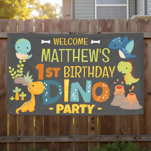Banderoles Modern Cute Dino Dinosaur Fête d'anniversaire pour