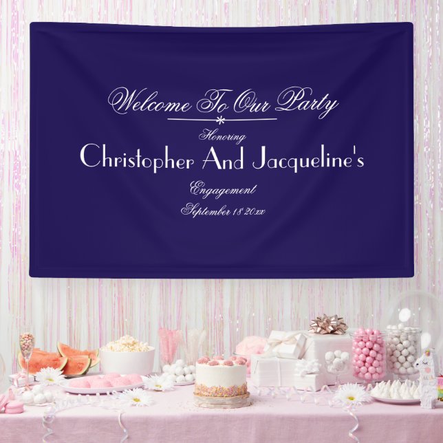 Banderoles Modern Engagement Party Script Names Chic Welcome (Fête)