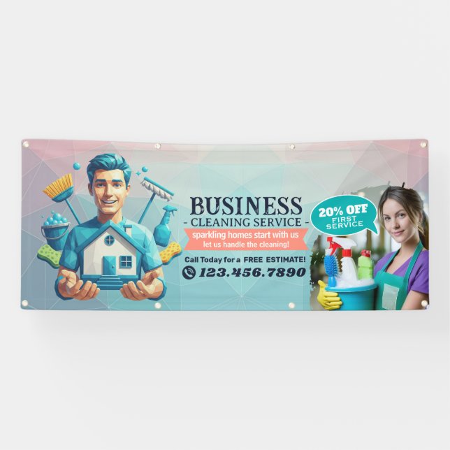 Banderoles Modern House Cleaning Maid Service Housekeeping (Horizontal)