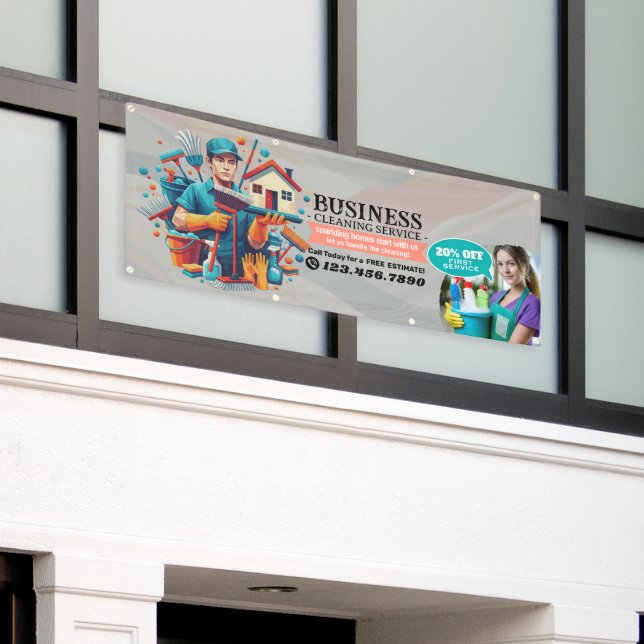 Banderoles Modern House Cleaning Maid Service Housekeeping (Bâtiment extérieur)