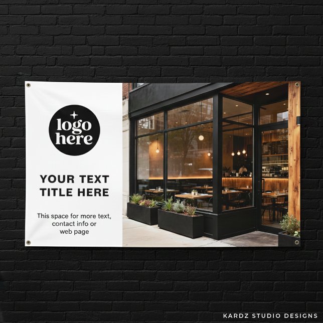 Banderoles Modern Logo Photo Professional Business  (Banner shown in 3 x 5 feet, personalize and choose size.)