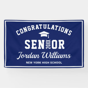 Banderoles Modern Navy Blue White 2023 Graduation Party