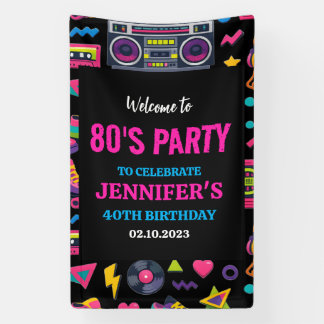 Banderoles Modern Retro Neon 80’s Birthday Party for Adults