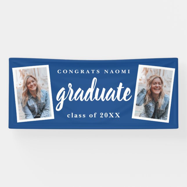 Banderoles Modern Script 2 Photo Graduation Party (Horizontal)