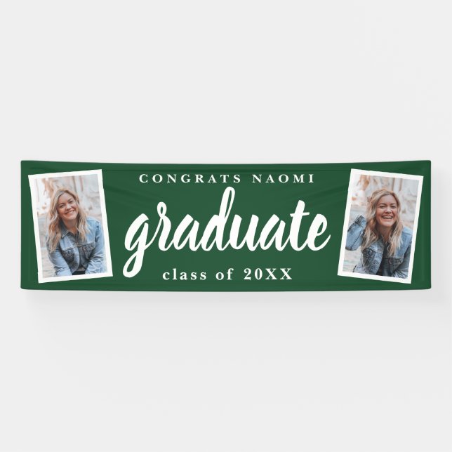 Banderoles Modern Script 2 Photo Graduation Party (Horizontal)