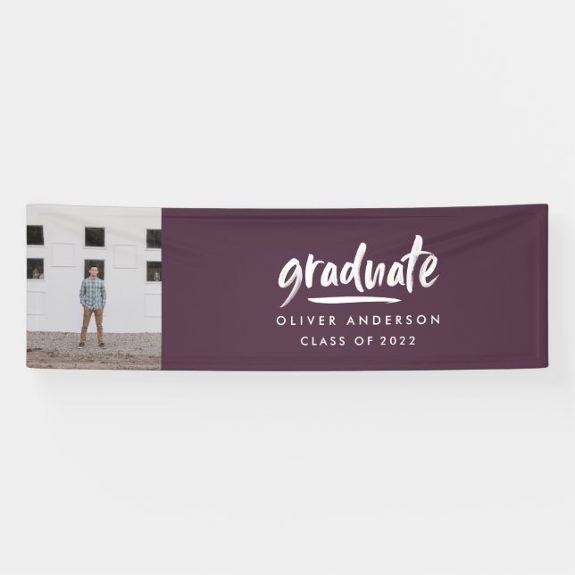 Banderoles Modern script photo purple elegant graduation (Horizontal)