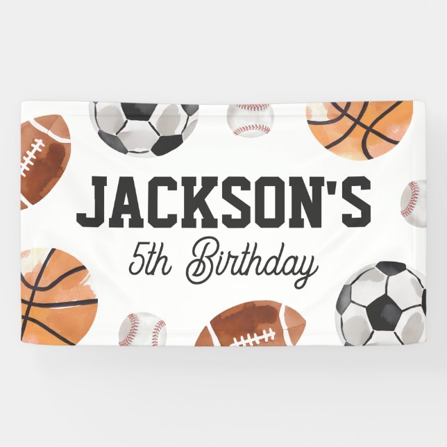 Banderoles Modern Sports Kids Birthday (Horizontal)