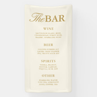 Banderoles Modern Vintage Ivory Wedding Bar Menu Reception
