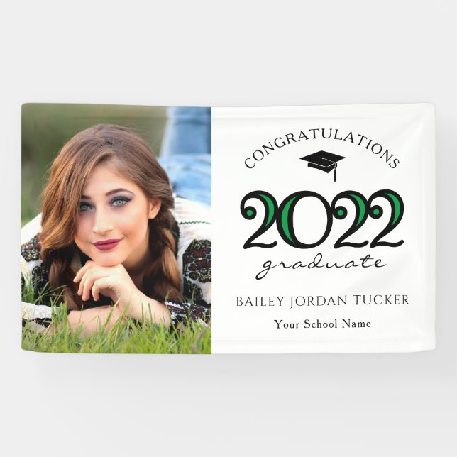Banderoles Moderne 2022 Green Photo Graduation (Horizontal)