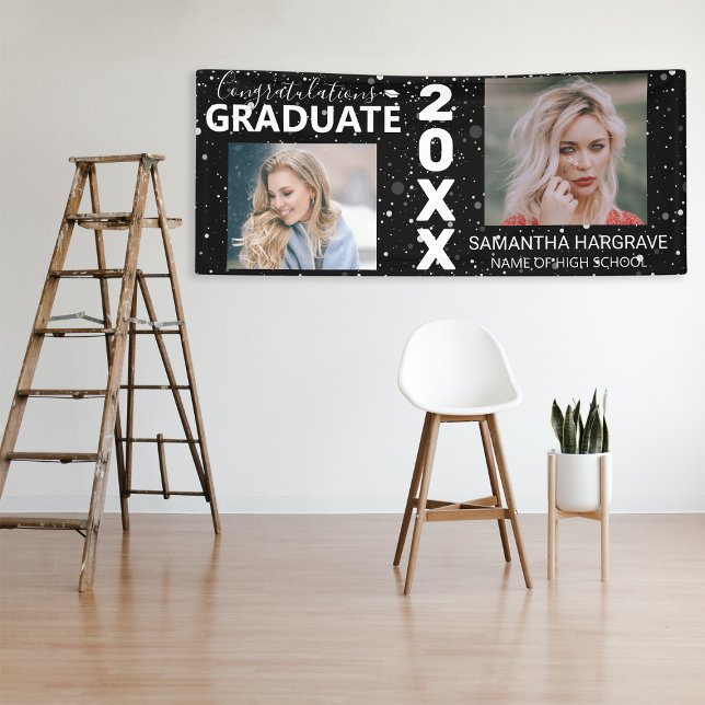 Banderoles Moderne 2 Photo Collage Graduation (Créateur téléchargé)