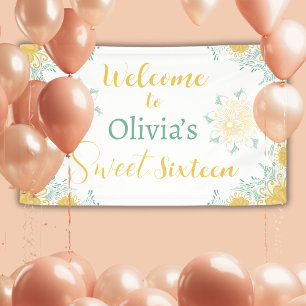 Banderoles Moderne Chic Boho Floral Sweet 16 Anniversaire