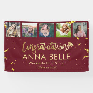 Banderoles Moderne Chic Gold Script Photo Collage Graduation