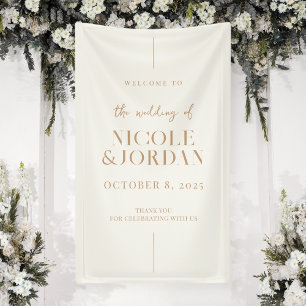 Banderoles Moderne Chic Ivoire Tan Mariage Accueil