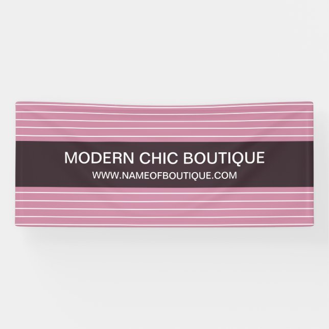 Banderoles Moderne Chic Mince Pink Stripes Mode Boutique (Horizontal)