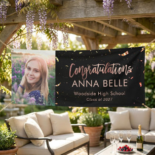Banderoles Moderne Chic Script Rose Gold Photo de remise des
