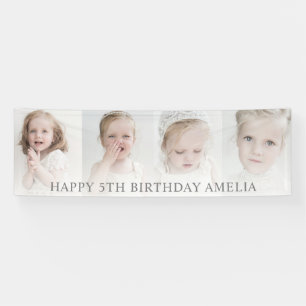 Banderoles Moderne collage de 4 photos   Joyeux Anniversaire