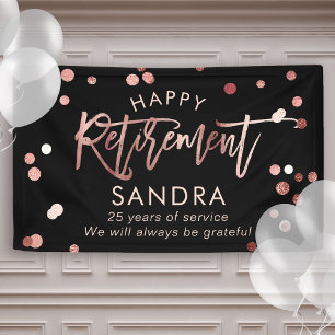 Banderoles Moderne Élégant Script Rose Or joyeuse retraite