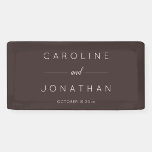 Banderoles Moderne Mariage Personnalisé Brun Minimaliste De S