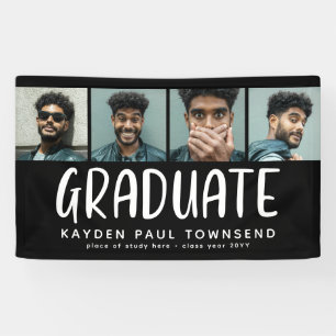 Banderoles Moderne Multi 4 Photo Collage GRADUATE noir