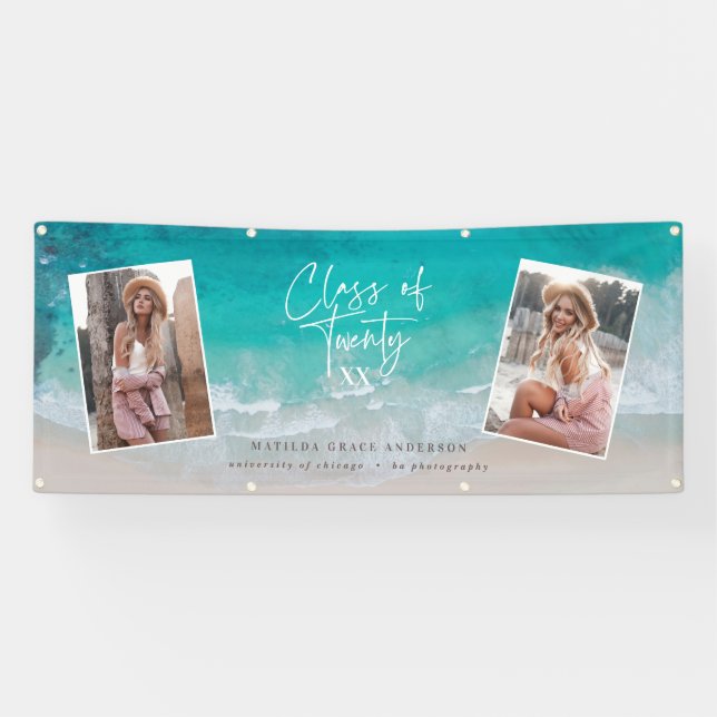 Banderoles Moderne multi photo graduation océan plage moderne (Horizontal)