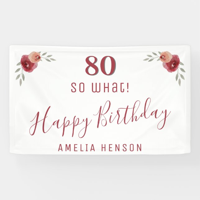 Banderoles Moderne Script Alors quoi Fleurs pour fête d'anniv (Horizontal)