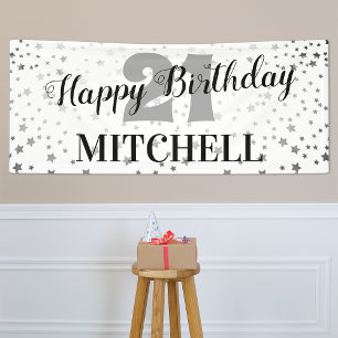 Banderoles Moderne Starry Joyeux anniversaire   Tout âge et n